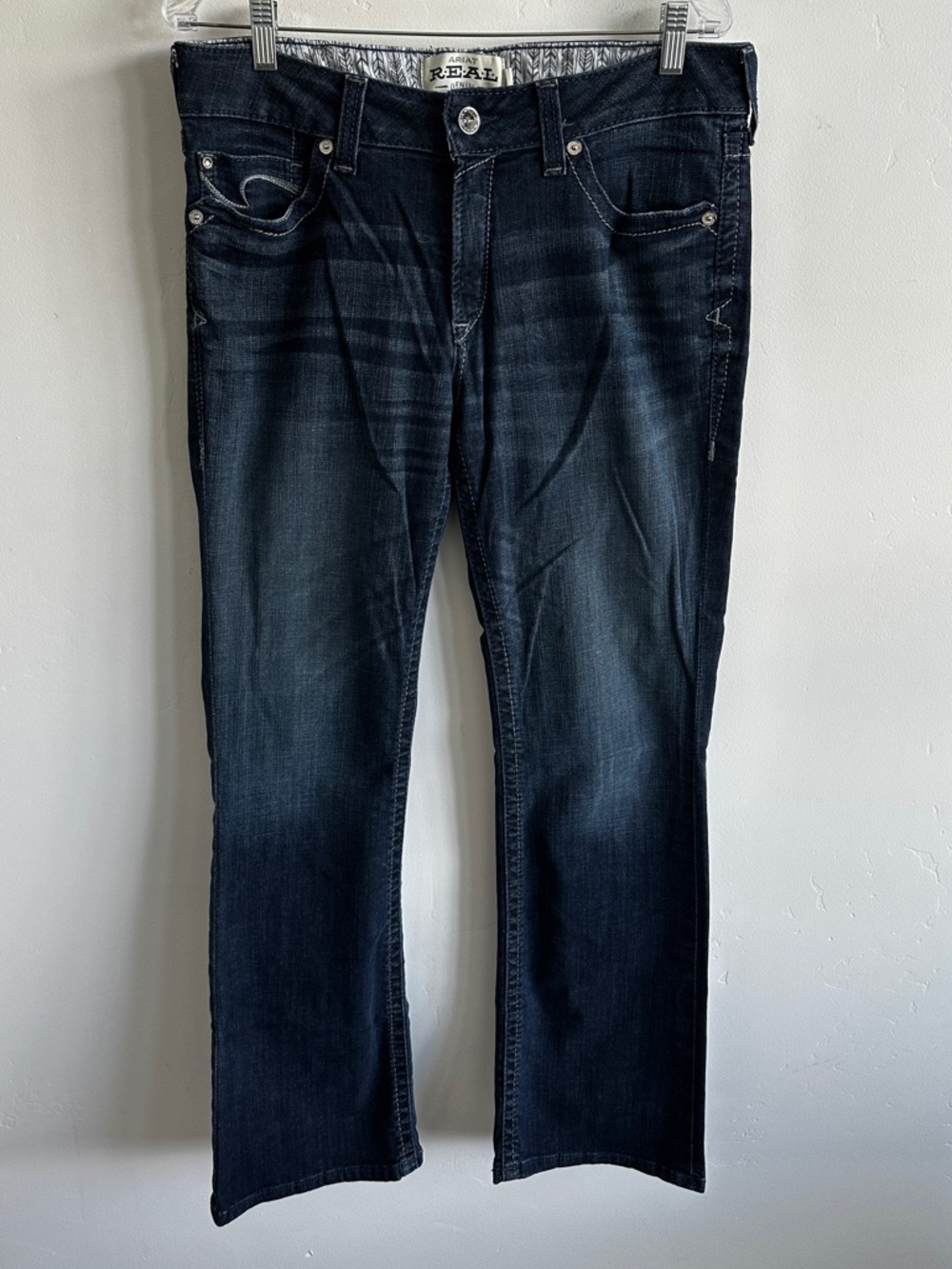 R.E.A.L. Mid Rise Arrow Fit Stretch Angel Boot Cut Jean Blue Size 32 Regular - Picture 3 of 8